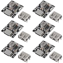 6pcs Type-C USB 5V 2A Boost Converter Step-Up Power Module 2A 5V Charge Discharge Integrated Module Lithium Battery Charging Protection Board with LED IndicatorUSB Not Welded
