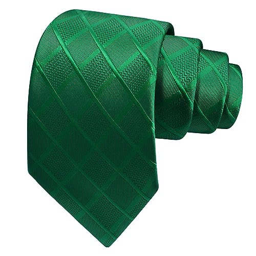Image of GUSLESON 3.15 inch(8cm) Mens Tie and Lapel Pin Plaid Checkered Necktie Hankerchief Cufflinks Set for Men