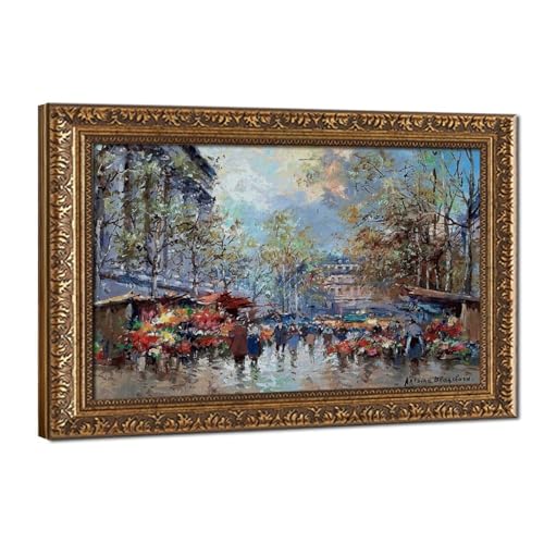 Toile marché aux fleurs de Paris cadre à suspendre décoration bureau salon