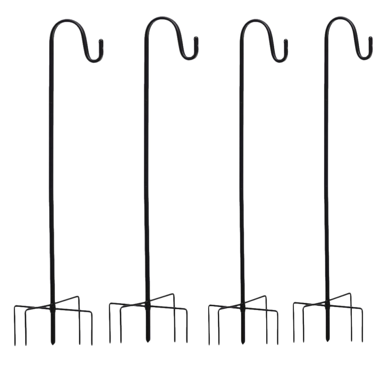 XVZ Shepherds Hook 4er Pack Ajustable Shepherd Hook, 38 pulgadas Super Strong Metal Garden Shepherd Hooks para colgar comederos de pájaros, macetas, farolillos, decoración de boda, color negro