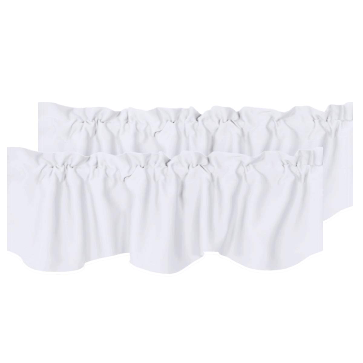 H.VERSAILTEX 2 Panels Blackout Curtain Valances for Kitchen Windows/Living Room/Bathroom Privacy Protection Rod Pocket Decoration Scalloped Winow Valance Curtains, 52" W x 18" L, Pure White