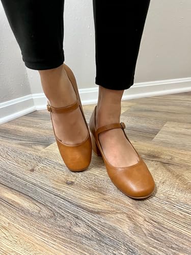 Women Classic Pumps Shoes Ankle Strap Round Closed Toe Dress Sandals Chunky Block Heels Comfort Party Evening Pump Mid Heel Work Shoes3