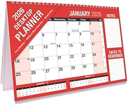 2026 Freestanding Flip Calendar Month to View Desktop Planner Notes Office Home