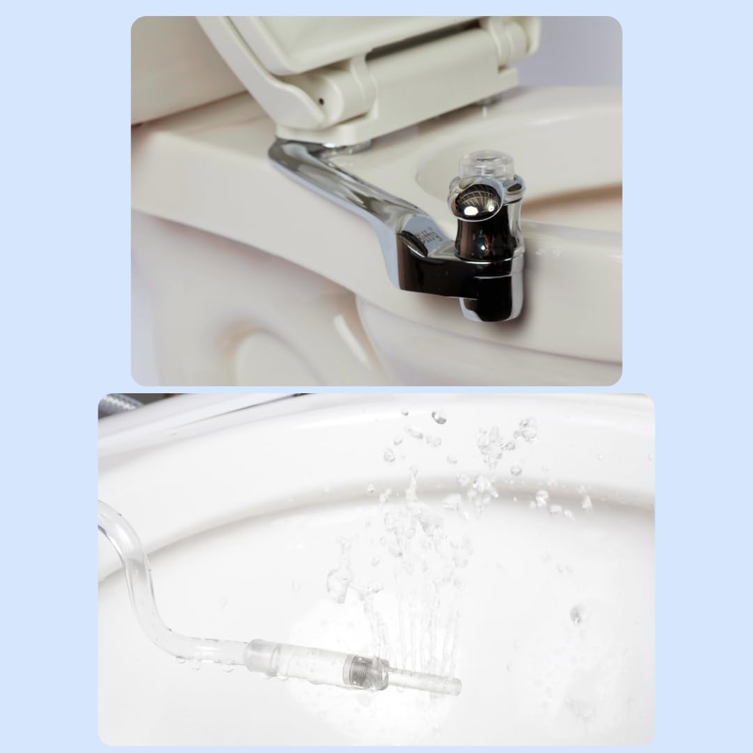 The BIFFY Chrome - METAL Bidet Attachment: Physician Designed, Self-Cleaning, 8-Stream Spray with Adjustable Pressure and Pattern, Non-Electric, Assembled in USA, METAL