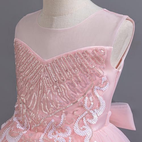 IDOPIP Sequin Flower Girl Dress for Kids Wedding Bridesmaid Pageant Party Formal Long Gown Princess Communion Tulle Dresses4