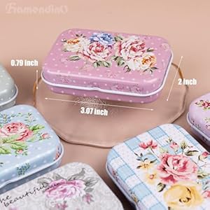 Framendino, 6 Pack Mini Tinplate Boxes Floral Tin Trinket Jewelry Coin Box Small Containers with Lid for Bead Storage Case (Random Color) Framendino 6 Pack Mini Tinplate Boxes Floral Tin Trinket Jewelry Coin Box Small Containers with Lid for Bead Storage Case Random Color