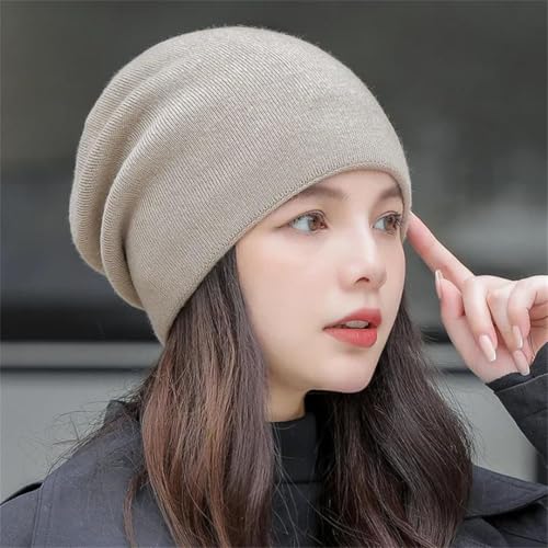 Bonnet tricoté mixte à double isolation thermique et couleur unie mate