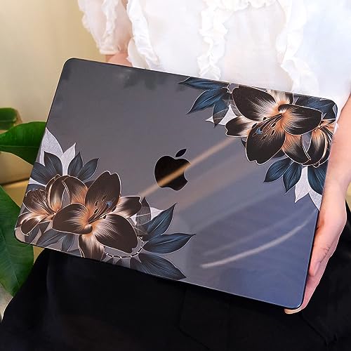MEEgoodo Case for M5/M4/M3/M2 MacBook Air 13 inch 2026 2025 2024 2022, Fit Model A3449/A3240/A3113/A2681, Case Compatible with MacBook Air 13.6-inch, Golden Lilies by MEEgoodo - Image 5