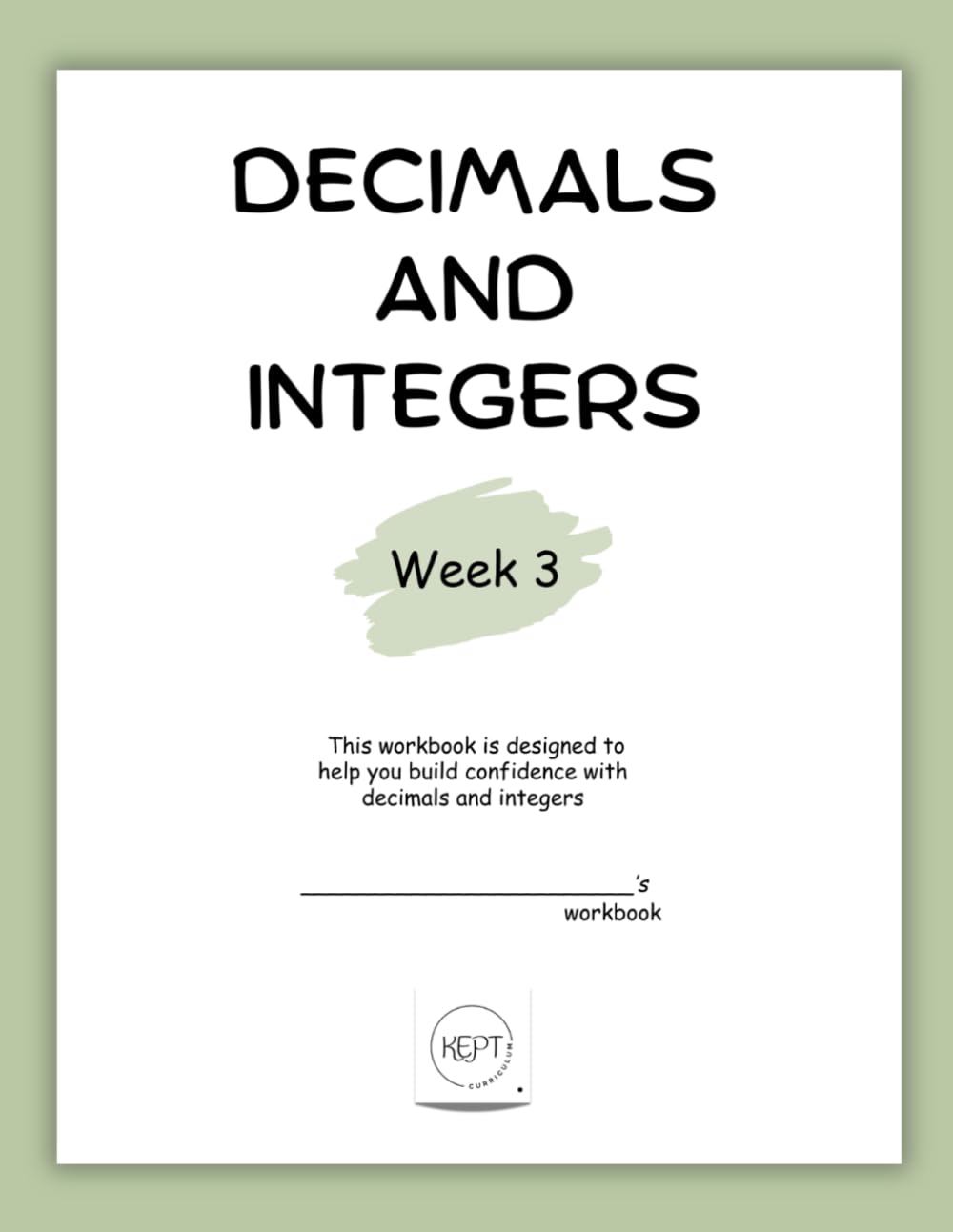 7th Grade Math Workbook on Decimals and Integers ~ Week 3: Middle School Math | Homeschool Curriculum: Unit 1 Decimals and Integers | Math 7th Grade ... | 7th Grade Math | Workbook & Video Lessons)