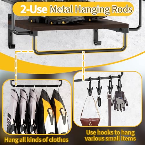 Motorrad Helmhalter Wandhalterung, Motorrad Gear Rack, Fußball Helm Ständer, Helmaufhänger mit Haken und Clips, Helmdisplay und Jackenhalter, Motorrad Zubehör Aufbewahrung (Schwarz)