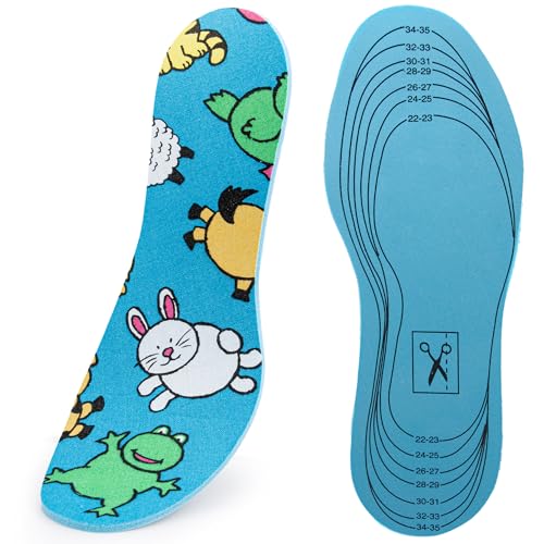 SULPO 2 pares de plantillas infantiles con base de látex y algodón - plantillas suaves para zapatos escolares, zapatos para niños - diferentes tamaños - recortadas