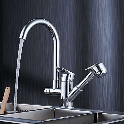 Robinet d'évier de cuisine extractible mitigeur eau chaude et froide pour bar et cuisine noire