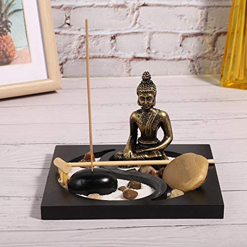 FOKH Bandeja de areia Buda de resina, decoração Zen exclusiva, para meditação, sala de estar, escrit