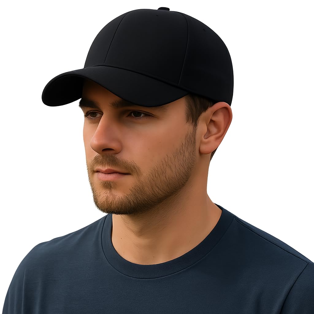weavers villa Soft Cotton Twill Adjustable Unisex Black Cap for Men and Women Freesize Baseball Cap-picture-18