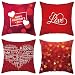Lieson Fundas de almohada 4 unidades, fundas de cojín de 40 x 40 cm, color rojo, 40 x 40 cm, corazones de oración inglesa, poliéster