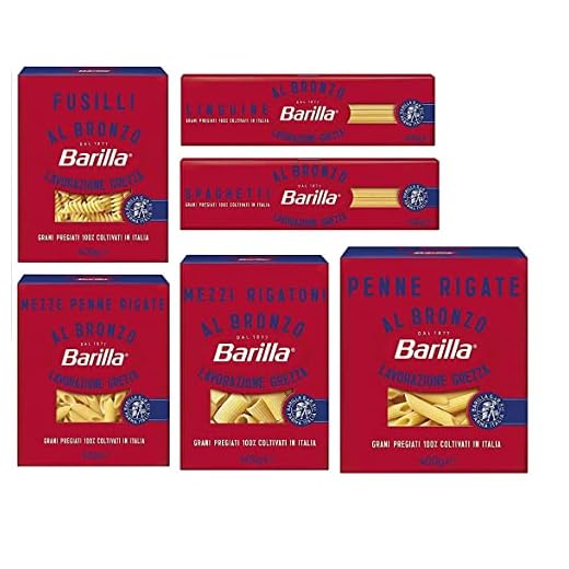 Testpaket Barilla Pasta al Bronzo Bronze Gezogene nudeln Pasta 6x 400g Rohe Verarbeitungsmethode, 7.0 stück