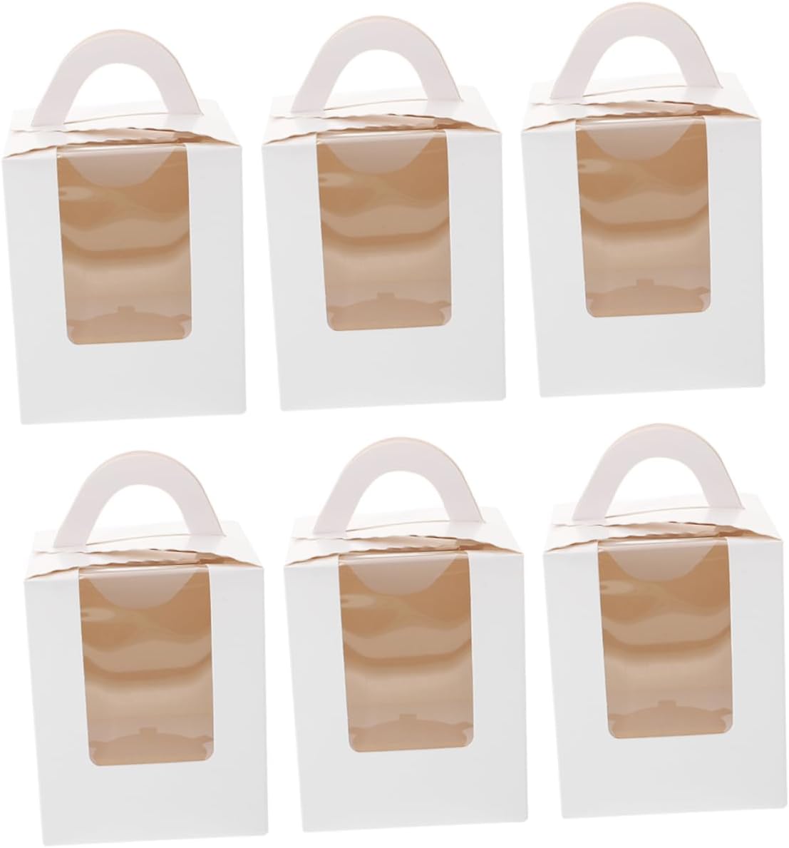 KICHOUSE 1set Portable Cake Box Elegant Dessert Wrapping Container Window for Muffins Cookies and Pastries Lightweight and Easy to Carry for Christmas Party Packaging