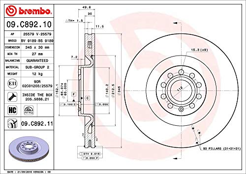 Brembo 09.C892.11 Brake Disc - 2