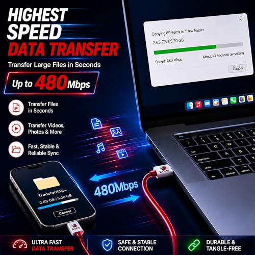 Image of 8A Type C Cable | 80W Charging Type C Cable | 8-Amp Vooc Supported Fast Charging Data Cord | Red Colour Tangle Free 1 Meter SuperVooc Dart Compatible Wire