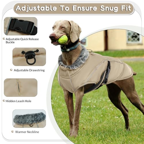 Hundemantel Grosse Hunde, Winterjacken & Wintermäntel für Hunde Winterpullover Hund Schneejacke Hund Hundekleidung Winter Hundejacke Labrador(Khaki, XL)
