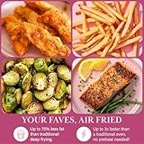 Paris Hilton Air Fryer, Large 6-Quart Capacity, Nonstick Made without PFAS, Touchscreen Display, 8-in-1 (Air Fry, Roast, Broil, Bake, Reheat, Keep Warm, Pizza, Dehydrate), Dishwasher Safe, Aqua