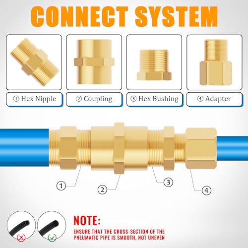 92PCS-Brass-Pipe-Fittings-Assortment-Kit-NPT-AdapterHex-NippleReducer-BushingHex-Coupling90-Degree-45-Degree-Barstock-Street-ElbowStreet-TeeBulk-Head-Fittings-Kits