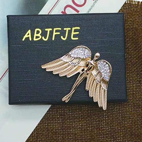Image of Crystal Angel Wings Brooch Pin Elegant Rhinestone Statement Brooches Fashion Corsage Suit Jewelry Accessories for Men Women Gift Gold Silver Plated