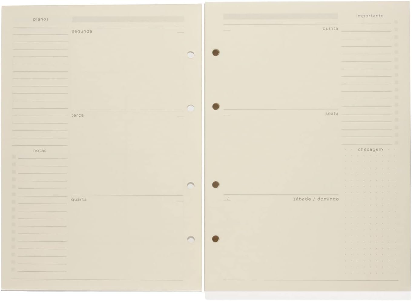 Refil Criativo Argolado, Bege, Semanal, 88 fls, Papel Pólen 80g/m², Tamanho Grande (17x24) Refil Criativo Argolado, Bege, Semanal, 88 fls, Papel Pólen 80g/m², Tamanho Grande (17x24)
