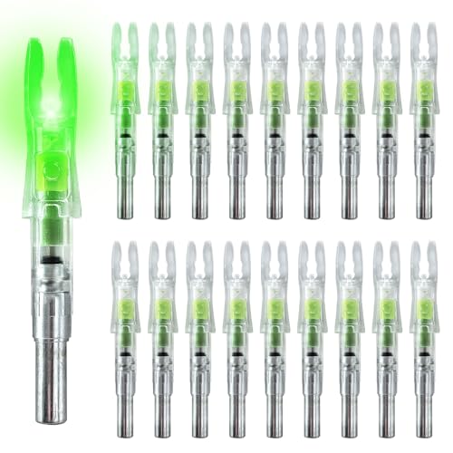 xxiaojun 18PCS Lighted Nocks for Arrows Universal with .204 .233 .244 .246 Inside Diameter with H S Gt Bushings High Visibility Led Lighted Nocks for Archery Hunting On/Off Switch Included.