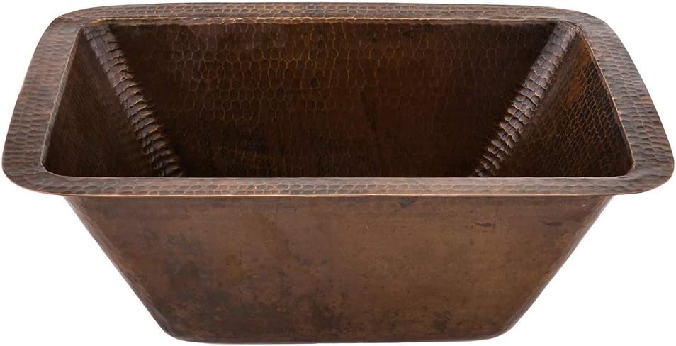 Premier Copper ProductsBRECDB2 17-Inch Rectangle Copper Bar Sink with 2-Inch Drain Size, Oil Rubbed Bronze