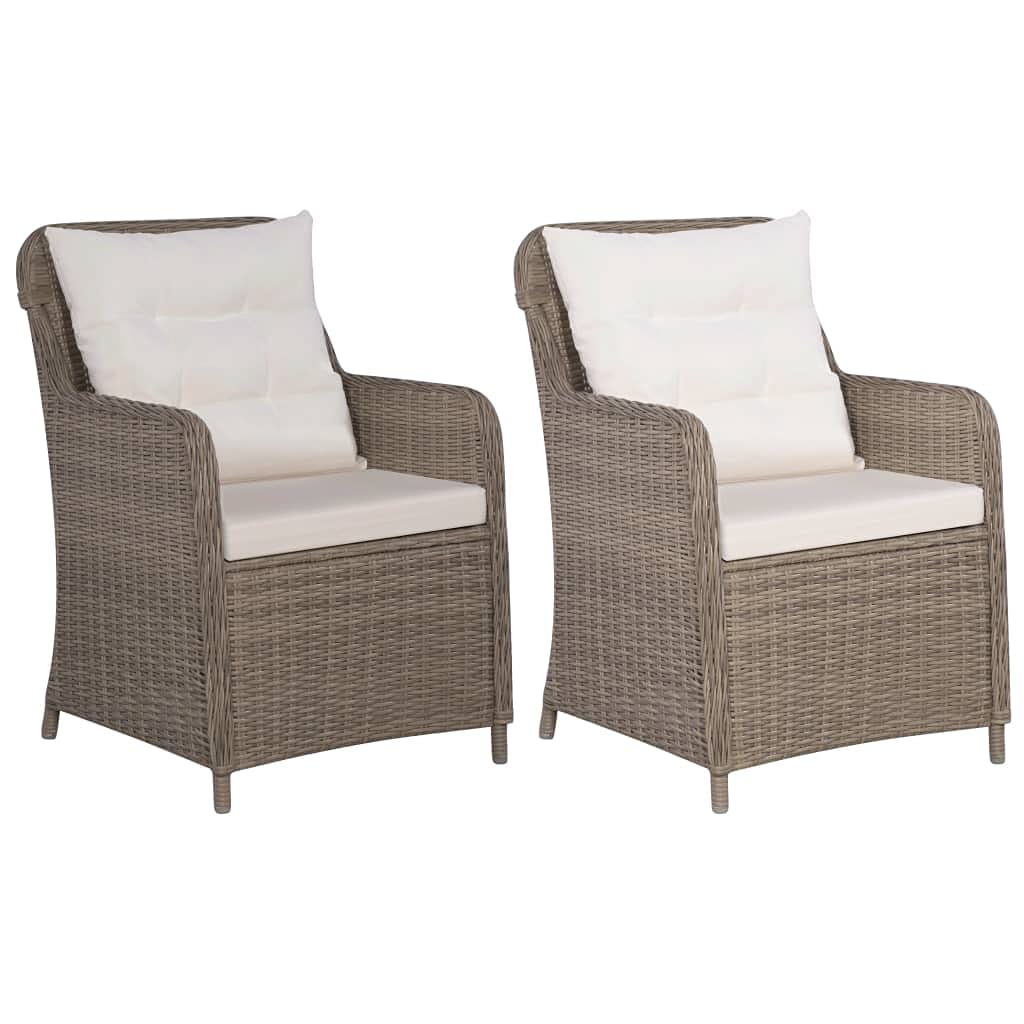 vidaXL 2X Sillones de Jardín Ratán Sintético Marrón y Crema Mobiliario Terraza