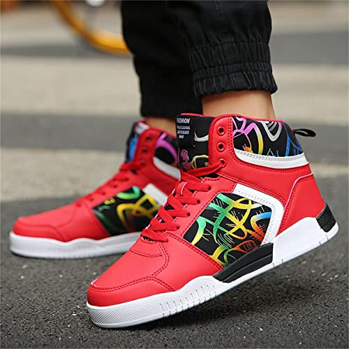 Mg Zervix Unisex Fashion Sneakers High Top Skate Shoes Stylish Casual Hip Hop Shoes (Red, Adult, Men, Numeric_8_Point_5, Numeric, Us_Footwear_Size_System, Medium) #TOP6