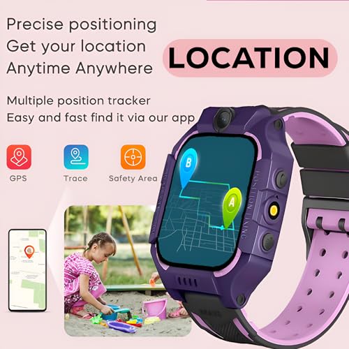 Image of GameSir Q18 Kids Smart Watch 1.44 inch TFT Display 3G / 4G SIM Support, Learning & Gaming Apps, Gift Watch, Waterproof, LBS Tracking /GPS, 2 Way Calling Smart Watch for Boys & Girls (Purple)
