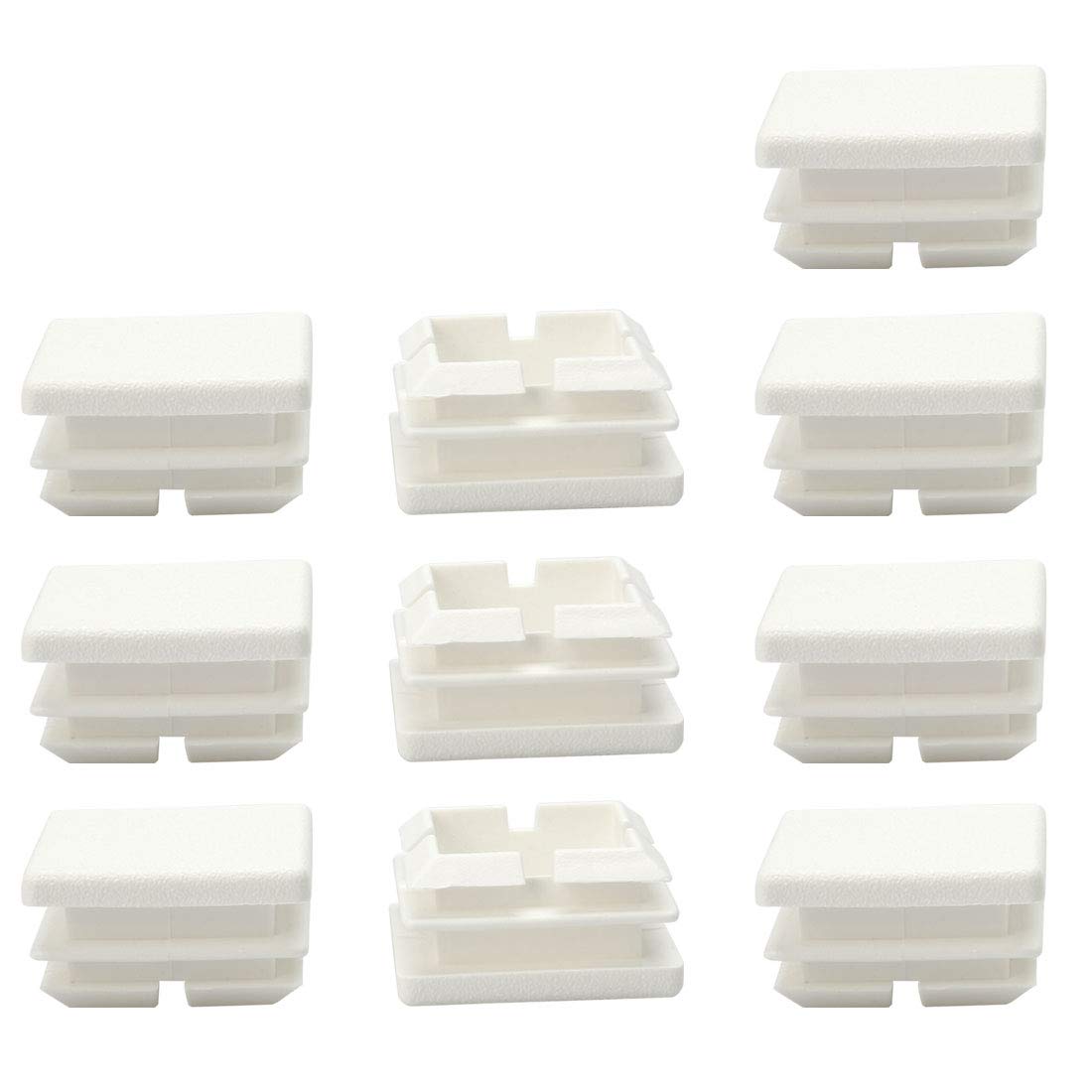 uxcell 10pcs 26 x 26mm Plastic Square Ribbed Tube Inserts End Cover Cap, for 0.91" to 1" Inner Size, Furniture Desk Feet Floor Protector