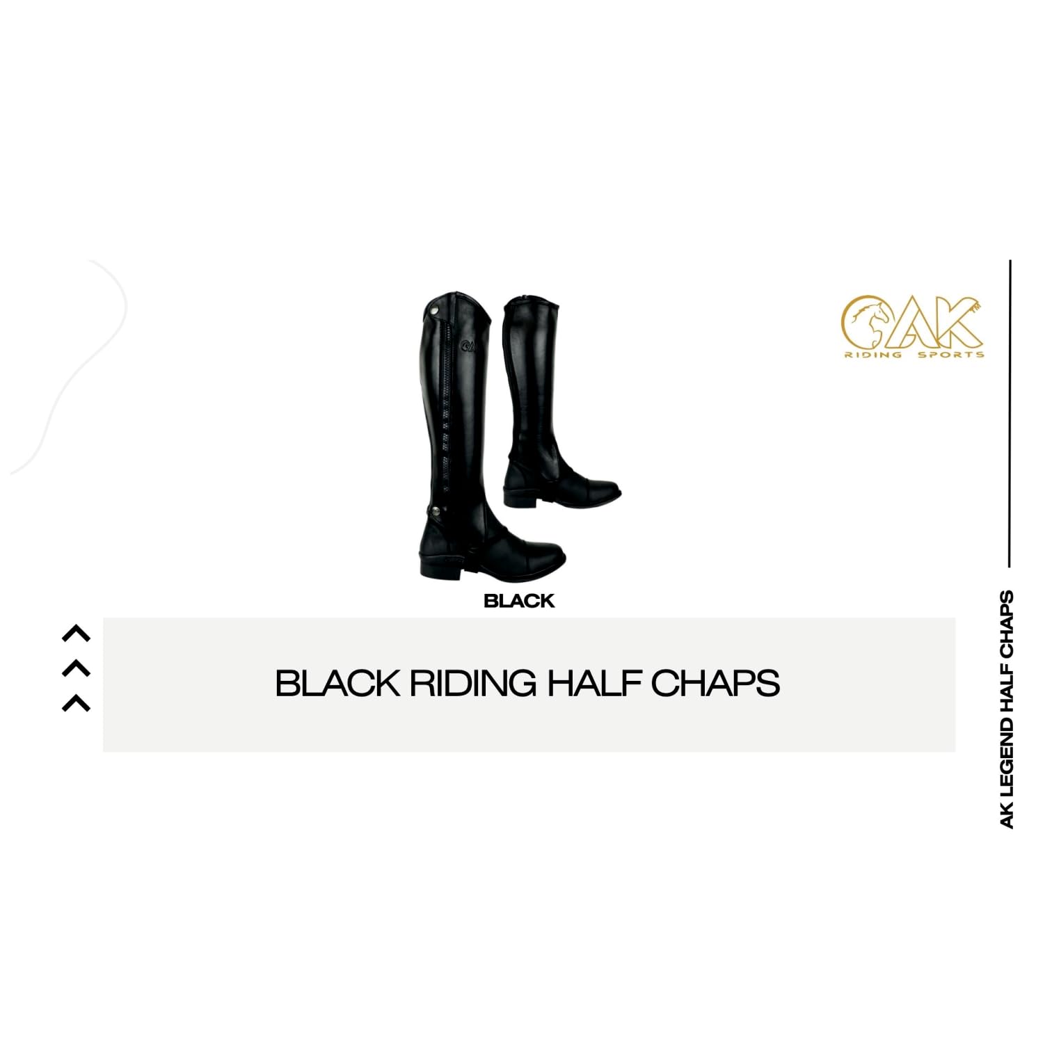 AK Demi-jambières d'équitation en cuir pleine fleur avec fermeture éclair latérale pour un ajustement parfait