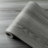 Vinylboden Selbstklebend, PVC Bodenbelag Selbstklebend Vinyl Holzoptik Bodenaufkleber, Wasserdicht Verschleißfest für Küche Wohnzimmer Badezimmer Dunkelgraue Holzmaserung 30X300cm/Rolle