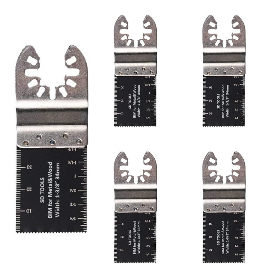 Multi Tool Blade Metal/Wood Oscillating Saw Blades Quick Release Wood Cutting Multitool Accessory Renovator House DIY (5pcs, BIM for Metal & Wood - 34x100mm)
