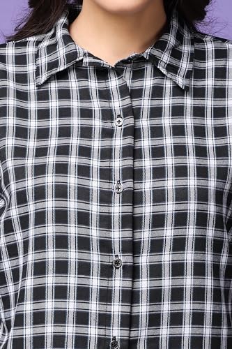 Image of POPWINGS Casual Checks Print Shirt for Women | Cotton Full-Sleeves Women Shirt | Summer Shirt for Women | Stylish Shirt for Women