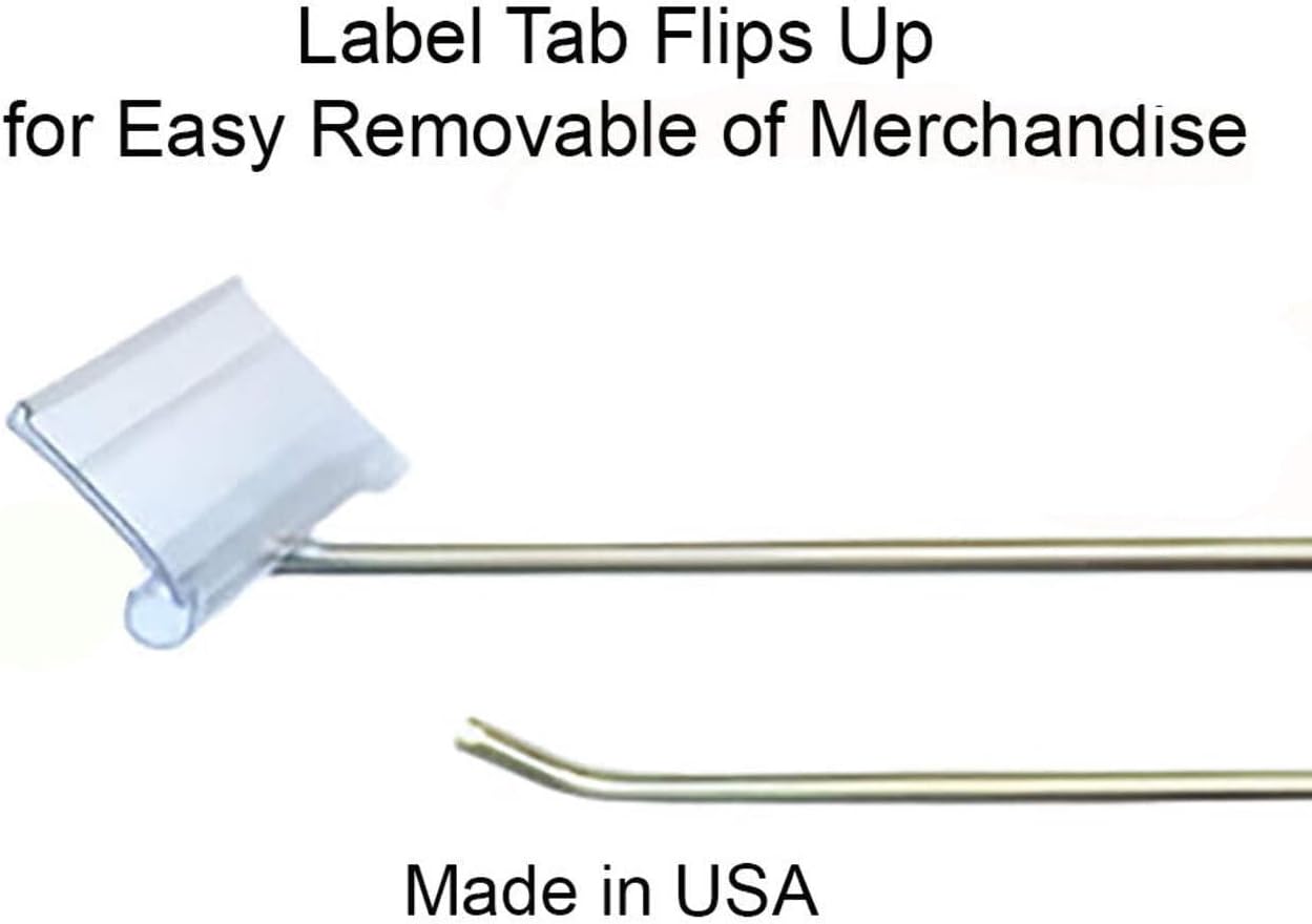 Trion Brand (50 Pack) 8 Inch Flip Scan Metal Peg Hooks with Label Holder 3/16 & 1/4 Pegboard