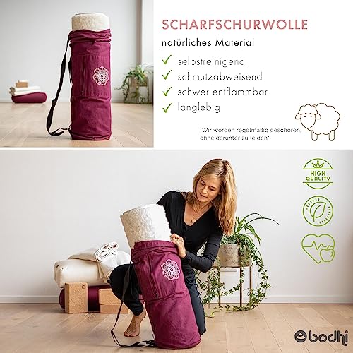 Bodhi | Schurwoll-Yogamatte | Natur | Schurwollmatte | 100% Schafschurwolle (1200 g/m²)| Weich & Isolierend | VISHNU 60 | 200 x 60 cm