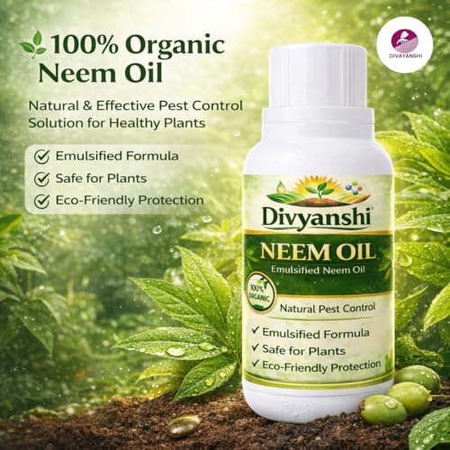 Image of Divayanshi Neem Oil for Plants | 100% Organic Cold Pressed Concentrate | Natural Insecticide & Pest Control Spray for Indoor & Outdoor Plants | Controls Aphids, Mealybugs & Fungal Issues-100ml