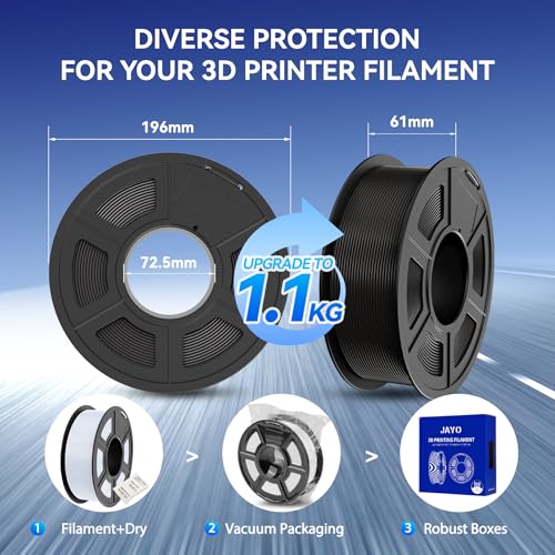 Image of JAYO High Speed PLA Filament 1.75mm 4.4KG Bundle, Rapid PLA 3D Printer Filament for Fast Printing up to 600mm /s, Dimensional Accuracy + /- 0.02mm, 4 Pack 1.1kg Spool (Black)