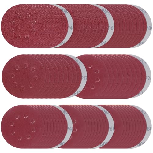 BODHTAT ディスクペーパー 100枚 125mm 8穴 丸型 サンダーペーパー マジック式 サンドペーパー（40#/60#/80#/120#/各15枚、/240#/400#/600#/800#/各10枚）電動サンダー用 サンディングパット 木工DIY作業に 金属磨き用 車の研磨 ランダムアクションサンダー用 サンディング