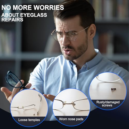 Image of STREBITO Glasses Repair Kit, All-in-One Eyeglass Repair Kit with 16 Sizes of Screws, 12 Pairs of Nose Pads & Tweezer, Precision Screwdriver Set for Glasses, Sunglasses, Watches & Small Electronics