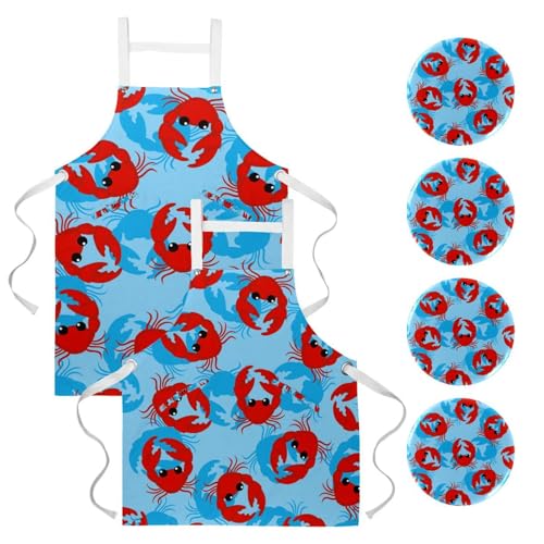 Tablier de cuisine imprimé crabe rouge pour éviter les taches de gras