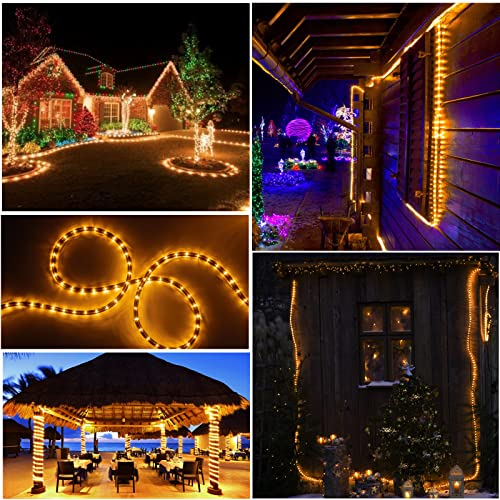 36Ft Rice Rope Lights, Outdoor Christmas Lights Plug-In, Connectable And Cuttable Commercial Grade Warm Rope Lights With Screws And Clamps, For Balcony Roof Porch Indoor Outdoor Christmas Decoration #TOP4