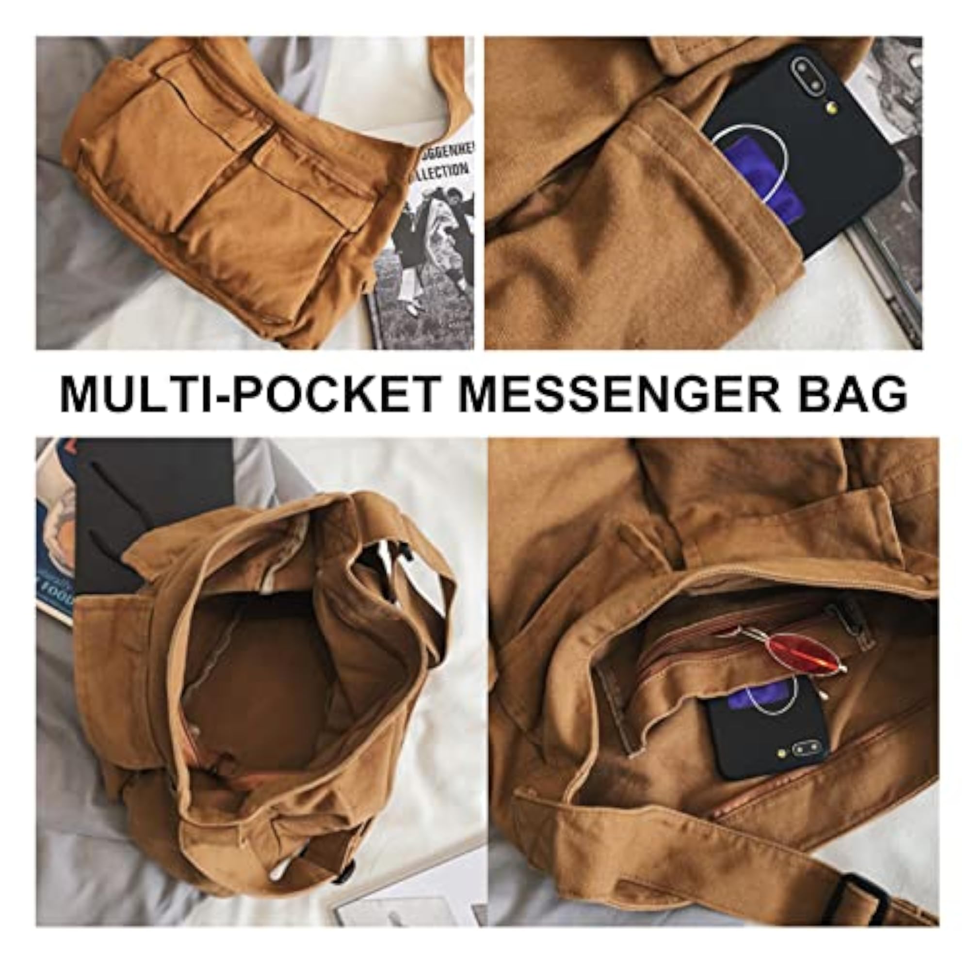Tooling Style Shoulder Messenger Bag, Large Capacity