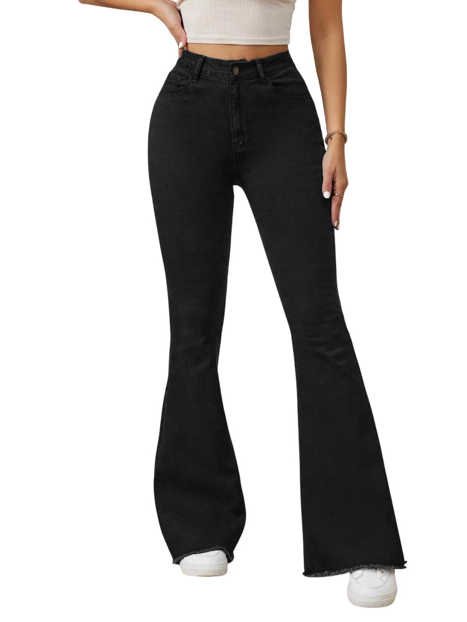 kotty Women's High Waist Flared Fit Stretchable Denim Jeans for Casual-picture-20
