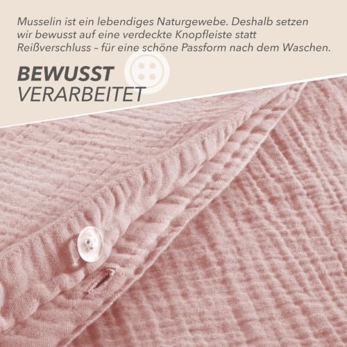 Pure Label Musselin Bettwäsche 4tlg 2x135x200+2x80x80 - Rosa – Ansicht 4