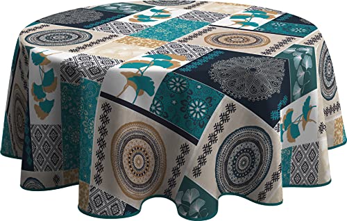 Le linge de Jules Mantel Antimanchas Patchwork Azul - Redondo 160 cm